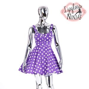 purple polka dot dress